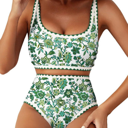 Fashion Paisley Pattern Floral Edge Sexy Bikini Swimsuit