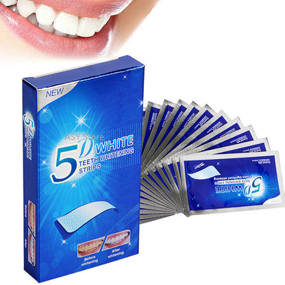 5D Gel tandblekningsremsor White Tooth Dental Kit Oral Hygiene Care Strip för löständer faner Tandläkare Seks Whiten Gel