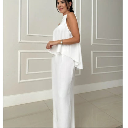 Fashion Loose Sleeveless Top Wide-leg Casual Pants Solid Color Two-piece Set