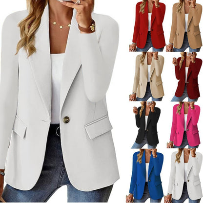 Cardigan d'automne à manches longues en Polyester, couleur unie, petite veste de costume pour femmes