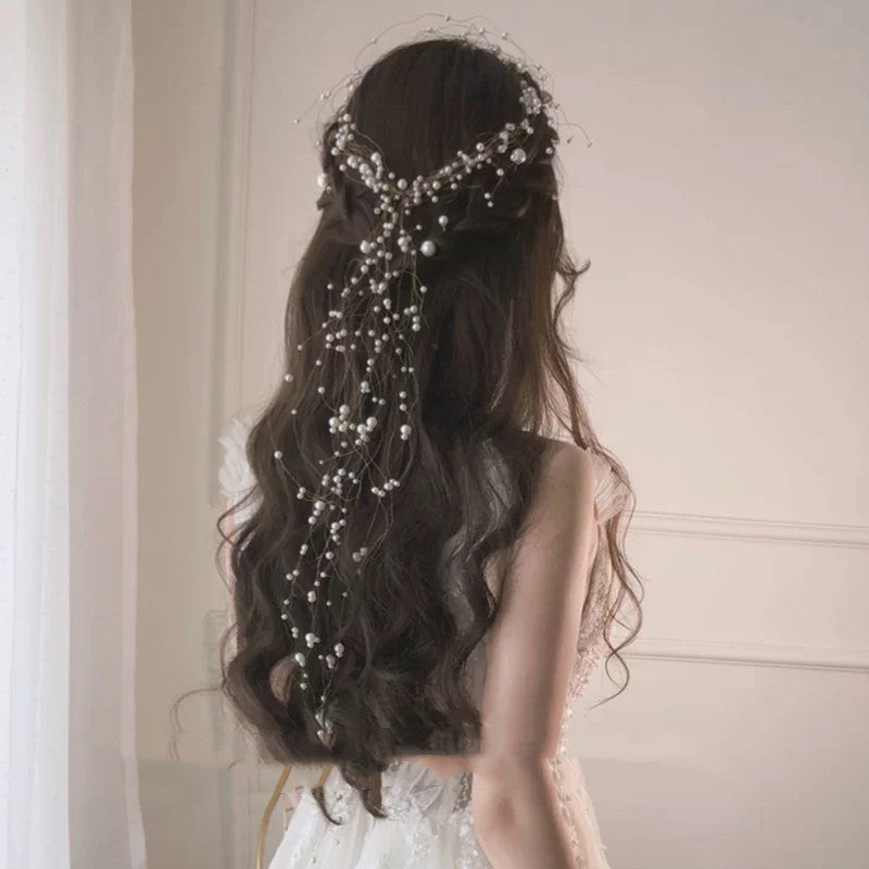 Coiffure de mariée faite à la main avec perles, bandeau féerique, Super fée