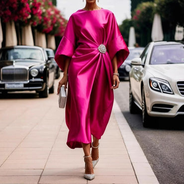 Women's Commuting Elegant Elegant Flower Beads Decorative Satin Design Dress