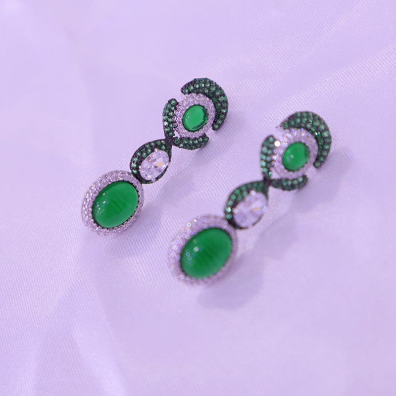 Vintage Fashion Versatile Floral Faux Emerald Earrings