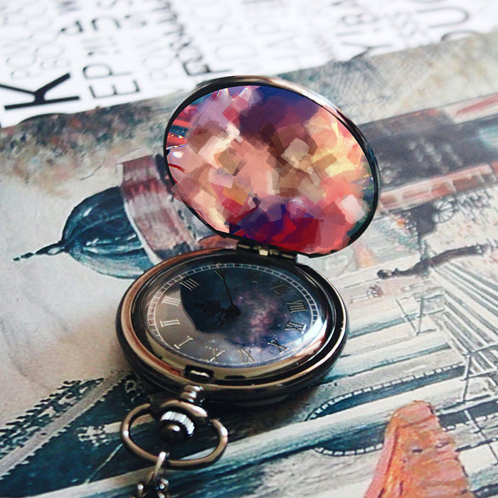 DIY Custom Photo Retro Flip Quartz Pocket Watch