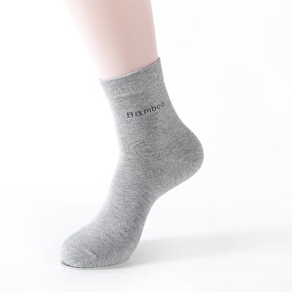 Chaussettes chaussettes de couleur unie chaussettes mi-tube en fibre de bambou pour hommes