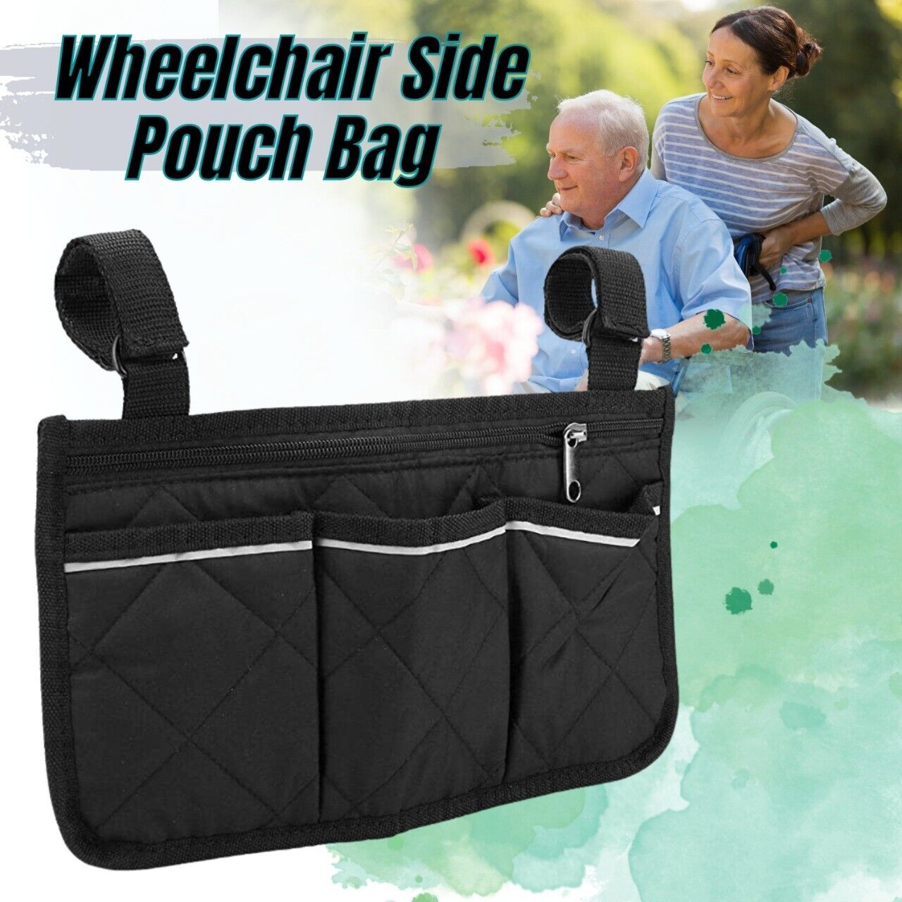 Sac de rangement pour pochette latérale pour fauteuil roulant d'extérieur, sac de rangement pour accoudoir, support organisateur de poche