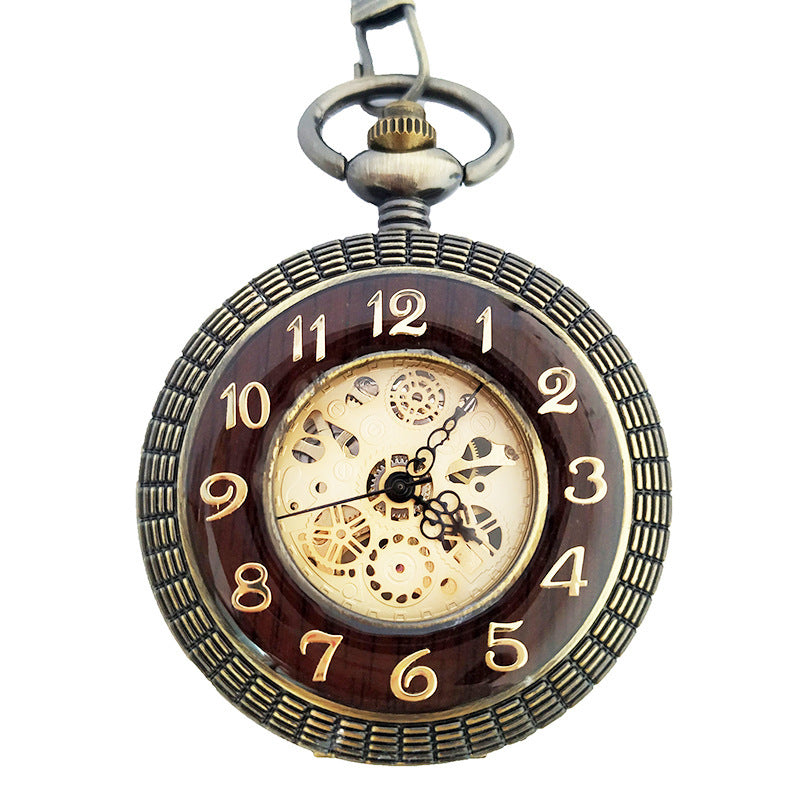 Large Flip Mechanical Pocket Watch Roman Carved Hollow Classic Mechanical Watch Pocket Watch