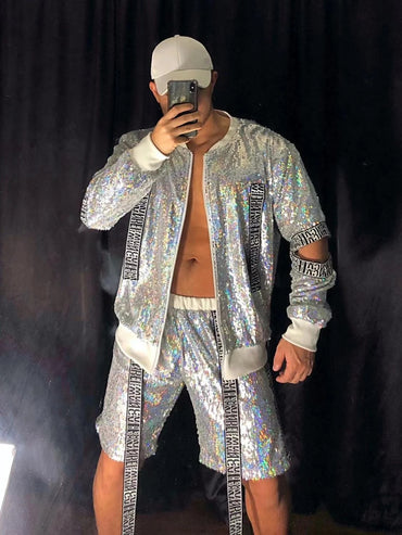 Men's Sequin Hip-hop Baseball Uniform Set