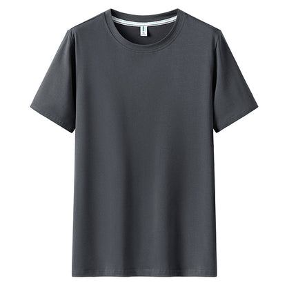 Men Short Sleeved Round Neck Solid Color Clothes