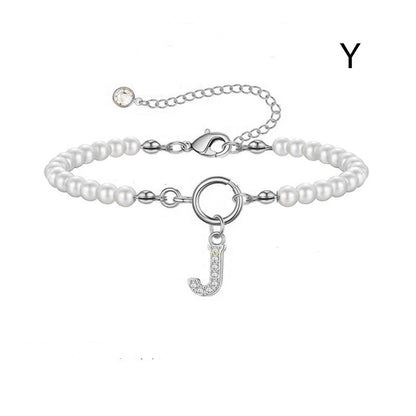 2024 Nytt Mode Toggle Lock Initial Armband Kvinnor AZ Bokstav Hänge 6mm Pärlarmband För Kvinnor Smycken Gåva