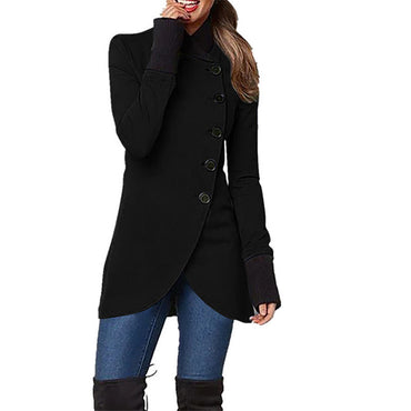 Single-breasted Panelled Hem Slit Long-sleeved Jacket