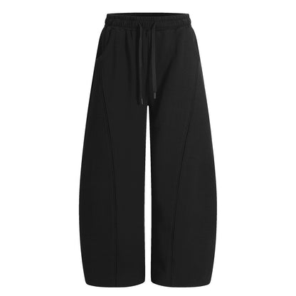 American Retro Men's Stitching Drawstring Solid Color Matchet Pants