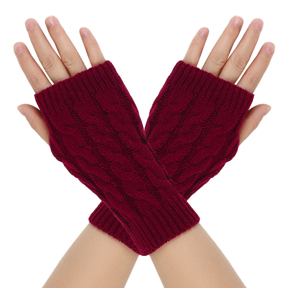 Warm Wool Gloves Winter Men's Open Finger