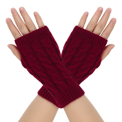 Warm Wool Gloves Winter Men's Open Finger