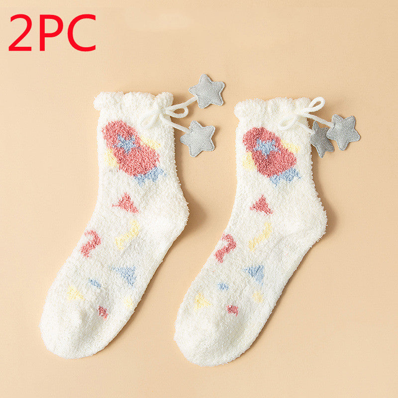 Winter Thick Women's Socks Japanese Sweet Girl Socks Coral Fleece Socks