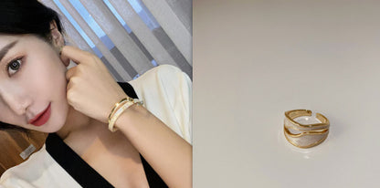 Metall Vit Skaldjursplatta Armband För Kvinnor Öppning Justerbar 2 Lager Design Ljus Lyxiga Kvinnliga Modesmycken Gåvor