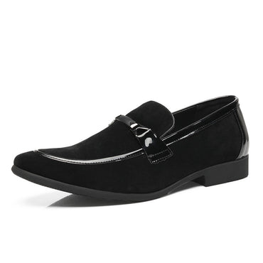 New Men's Business Formal Leisure Slip On Korean Style Black Plus Size Classic British Fashion Wedding Leather Shoes Men