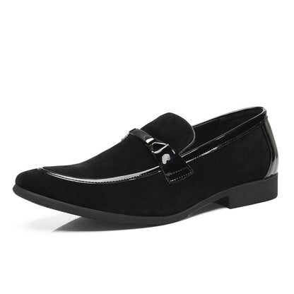 New Men's Business Formal Leisure Slip On Korean Style Black Plus Size Classic British Fashion Wedding Leather Shoes Men