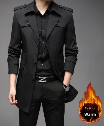 Windbreaker Mid-length Casual Jacket Slim Business Men's Suit Jacket