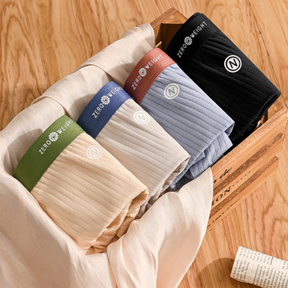 Striped Purified Cotton Men's Underwear Mid-waist Contrast Color