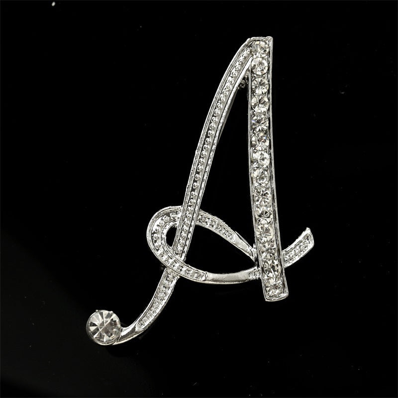 26 English Alphabet Brooches With Diamonds