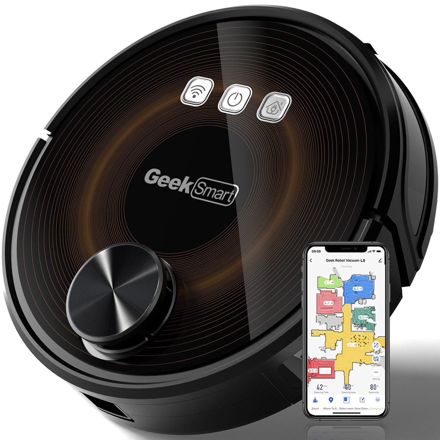 Geek Smart L8 Robot Vacuum Cleaner And Mop, LDS Navigation, Wi-Fi Connected APP, Selective Room Cleaning,MAX 2700 PA Suction, Ideal For Pets And Larger Home.Banned