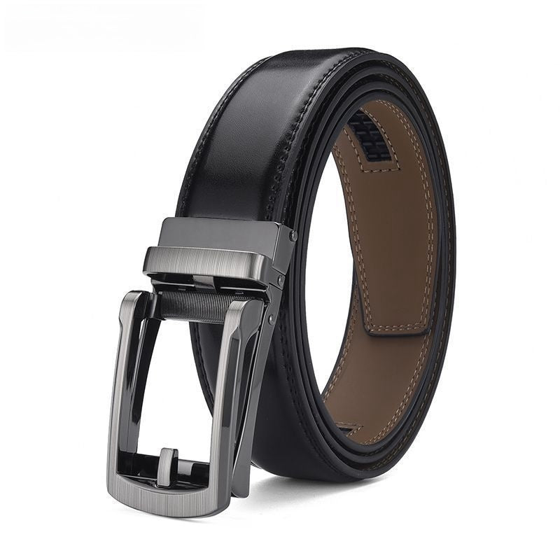 Men's Automatic Buckle Pure Cowhide Pant Belt - Authentic Sophistication