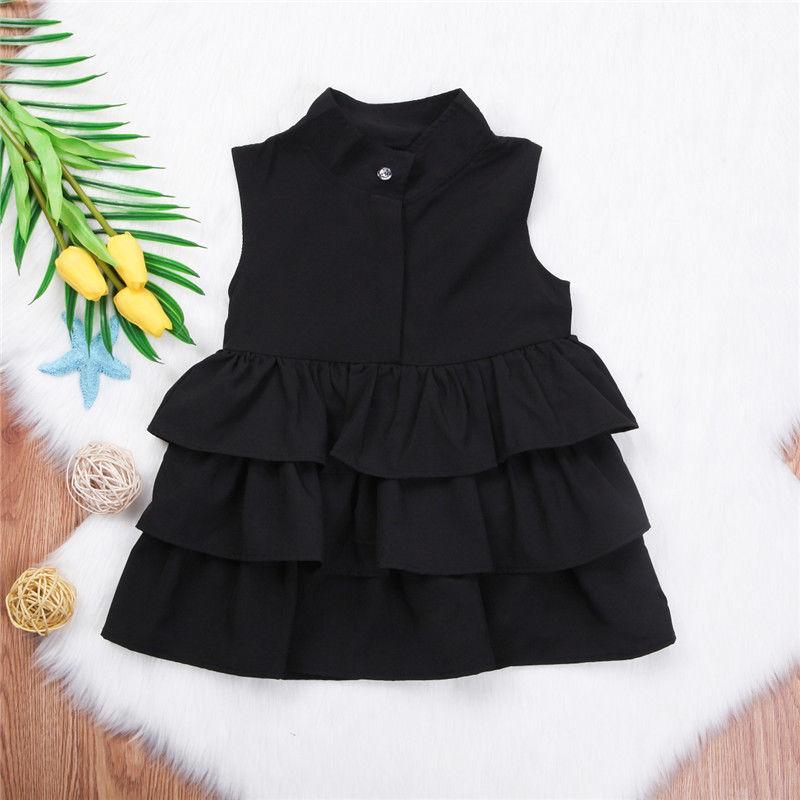 Robe simple sans manches pour petites et moyennes filles, couleur unie, à la mode