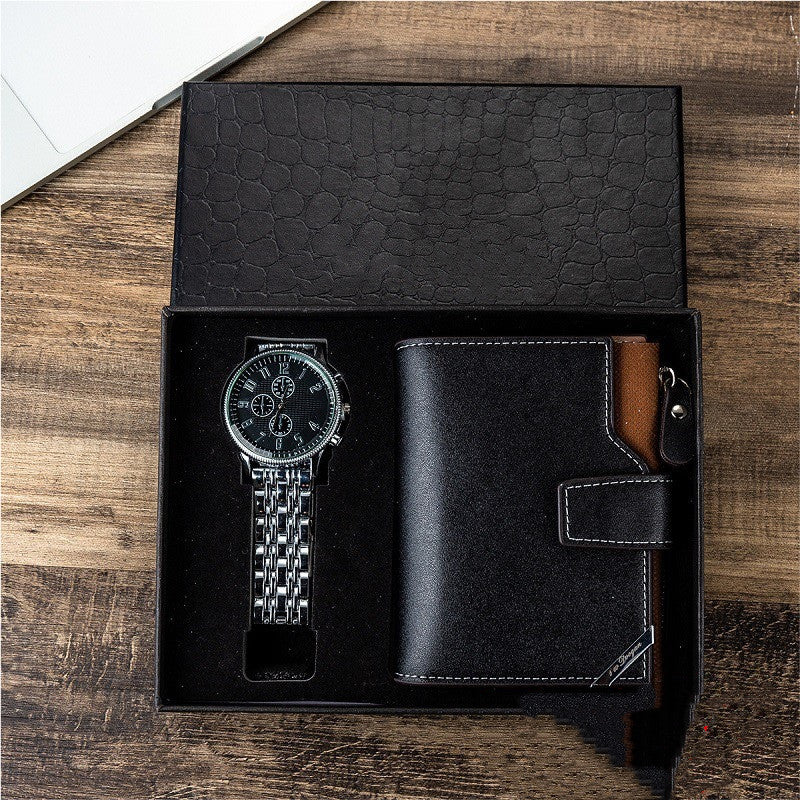 Montre d'affaires de luxe, sac en cuir, portefeuille, coffret cadeau pour hommes