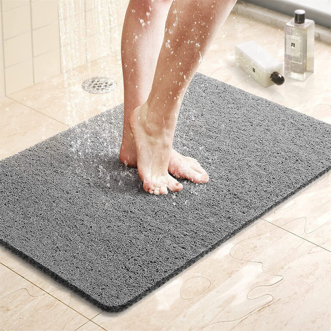 Duschmatta för invändig dusch Silk Circle Badmatta Non-Slip Anti Mold PVC BathMat-Två storlek