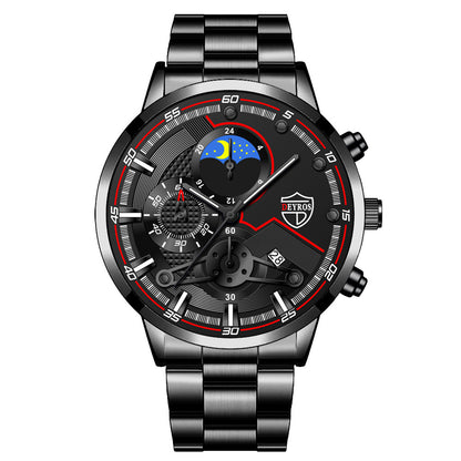 Mode Herr Kalender Armbandsur Affärs Quartz Klocka Studentklocka