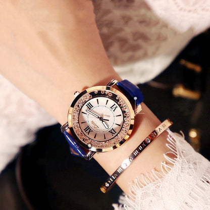 Mobile rhinestone women's watch Korean fashion trend student retro belt watch quartz watch