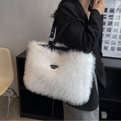 Sacs en peluche d'hiver pour femmes, sac à bandoulière à fleurs, sac à main