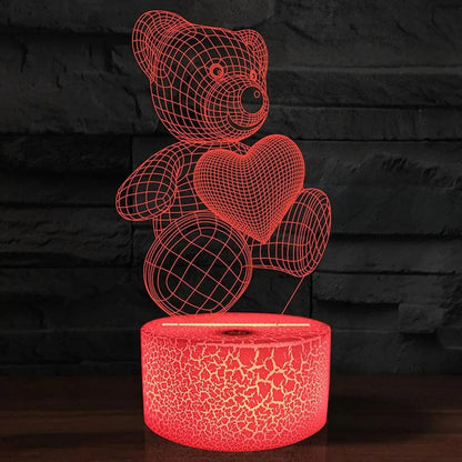 Love Bear Series 3D ljus Creative Night Light LED Visuellt Ljud