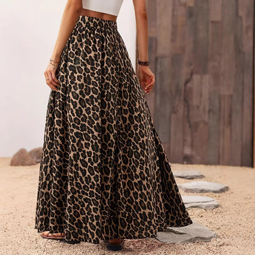 Professional High Waist Midi Skirt - Leopard Print Fabric (Vibrant Pattern, Fashion-Forward Design)
