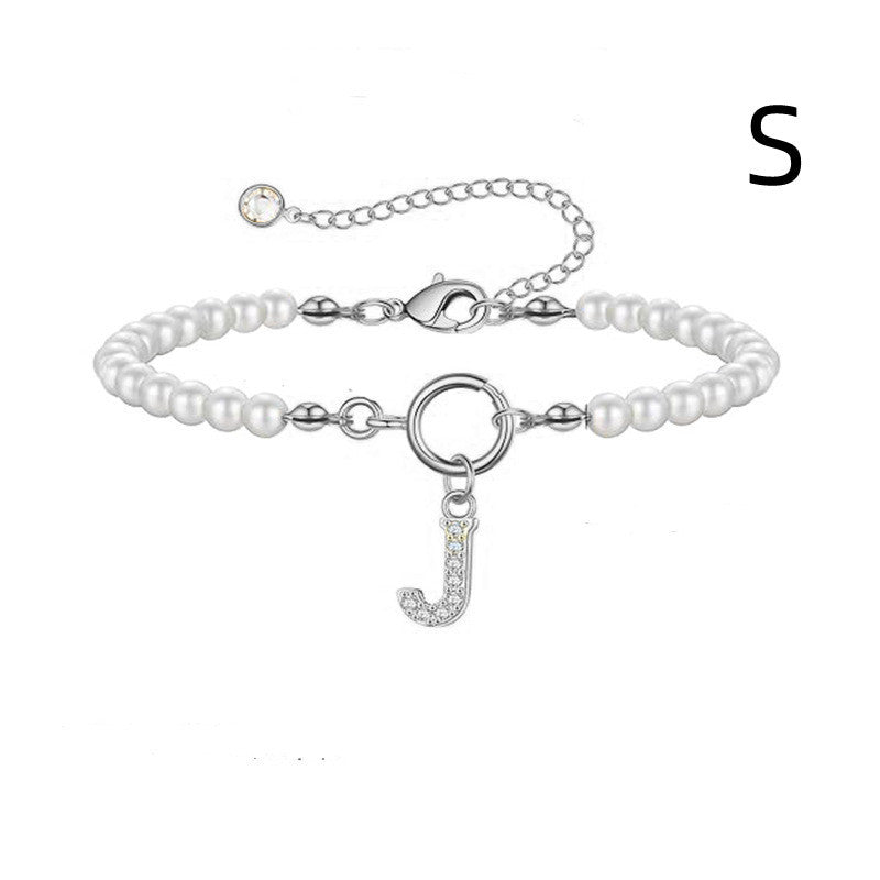 2024 Nytt Mode Toggle Lock Initial Armband Kvinnor AZ Bokstav Hänge 6mm Pärlarmband För Kvinnor Smycken Gåva