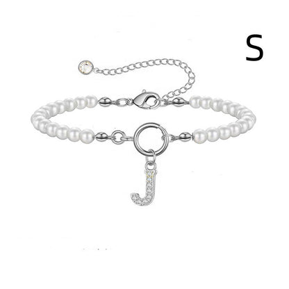 2024 Nytt Mode Toggle Lock Initial Armband Kvinnor AZ Bokstav Hänge 6mm Pärlarmband För Kvinnor Smycken Gåva
