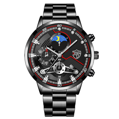 Mode Herr Kalender Armbandsur Affärs Quartz Klocka Studentklocka