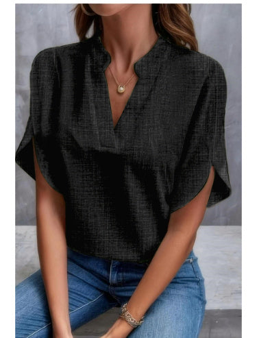 Summer Short-sleeved Chiffon Shirt New V-neck Shirt Women's Casual Versatile Clothing