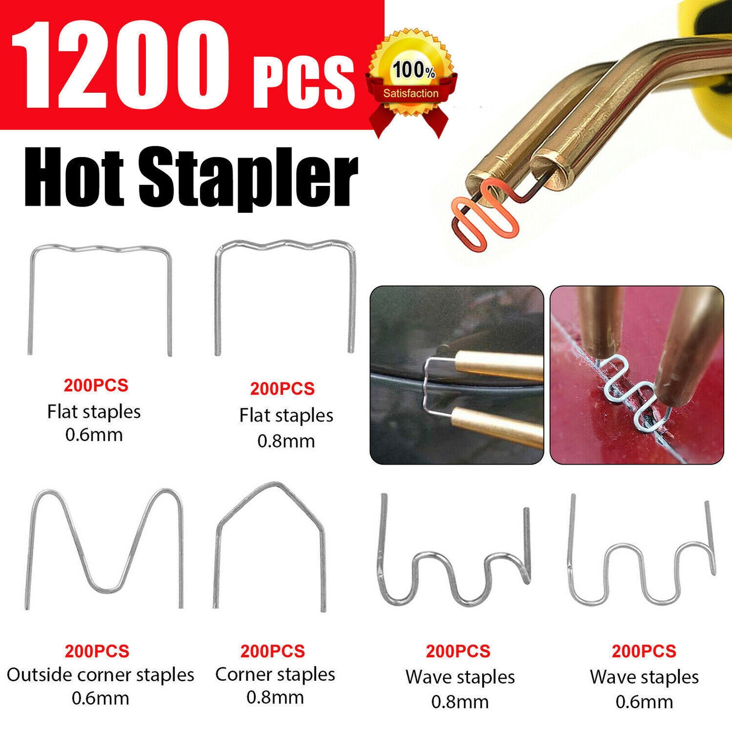 1200X Hot Staple For Car Bumper Fender Welder Stapler Plastic Welding Repair Kit