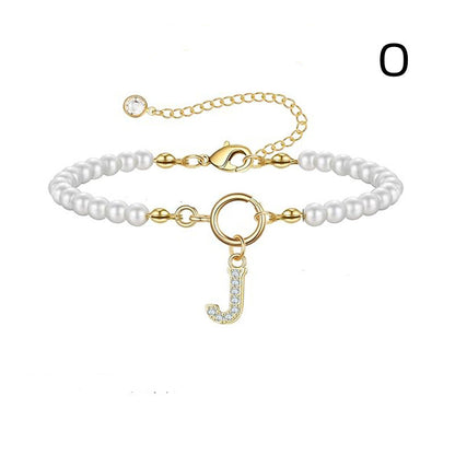 2024 Nytt Mode Toggle Lock Initial Armband Kvinnor AZ Bokstav Hänge 6mm Pärlarmband För Kvinnor Smycken Gåva