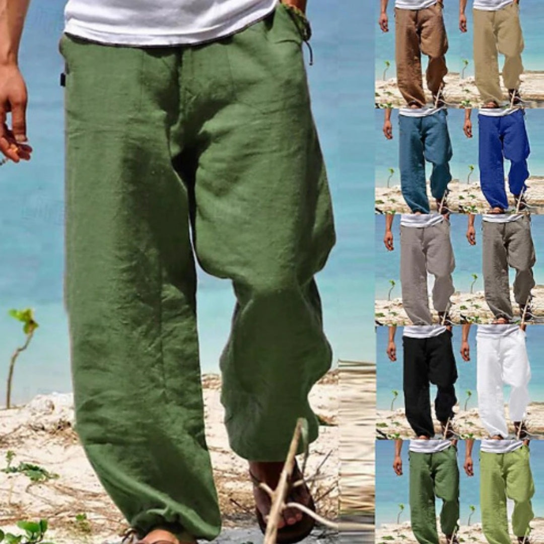 Men's Trousers Summer Drawstring Elastic Waist Beach Pants