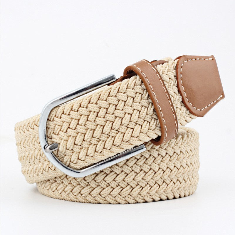 Women's Canvas Student Casual Stretch Braided Needle Buckle Belt - Youthful Confidence