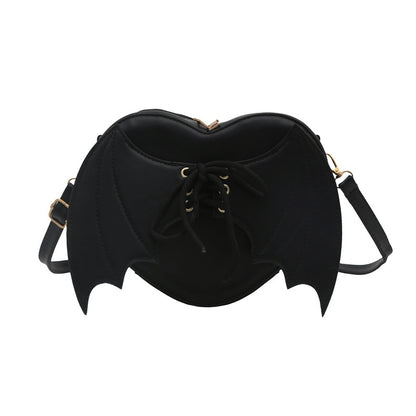 Heart Shape Bag Strap Design Bat Wings One Shoulder Crossbody Bag