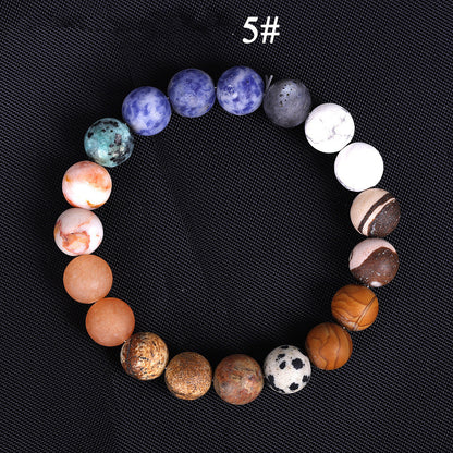 Solsystemet Åtta Sten Planet Armband Planeter Natursten Mala Pärla Strand Armband För Män Kvinnor Handgjort Universum Sol Chakra Armband Smycken