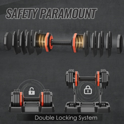 Professional 55LB Adjustable Dumbbell Set - 5-in-1 Quick-Adjust Home Gym Equipment