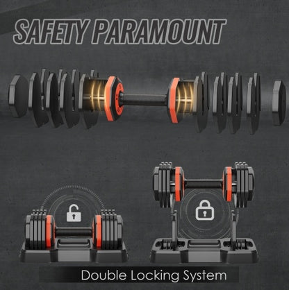 Professional 55LB Adjustable Dumbbell Set - 5-in-1 Quick-Adjust Home Gym Equipment