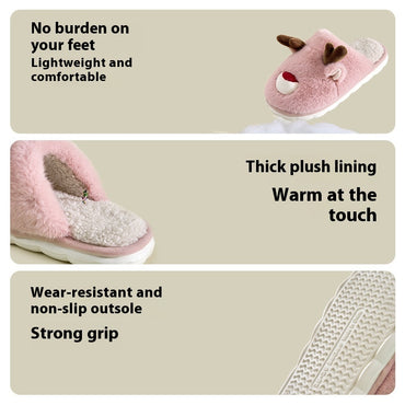 Cartoon Cotton Slippers Inner Velvet Insulated Cotton-padded Shoes