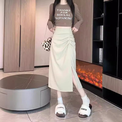 Womens Stylish High-waisted Slimming Split Skirt