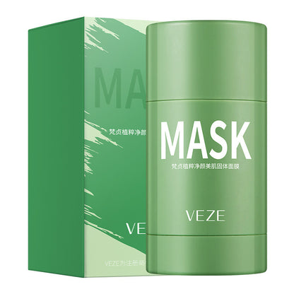 Masque nettoyant solide contrôle de l'huile rétrécit les Pores aux points noirs nettoyage thé vert masque solide boue masque de boue d'aubergine